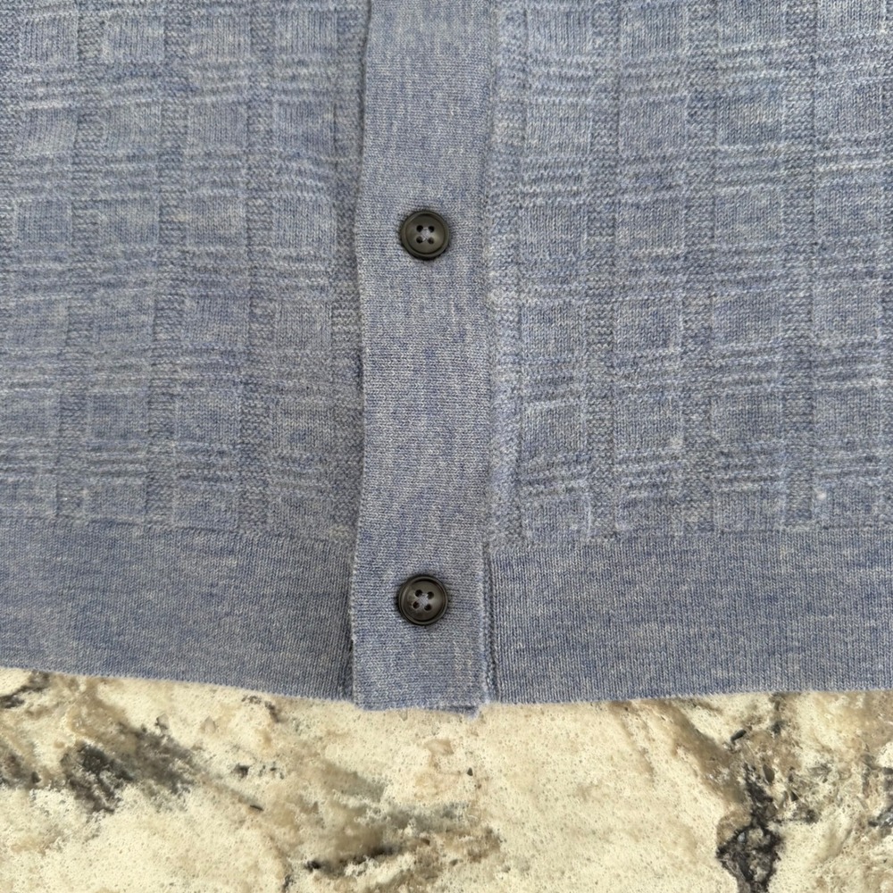 Jason Wu Men's Knit Button Down Shirt Short Sleeve 100% Merino Wool Blue L NWT - Picture 5 of 13
